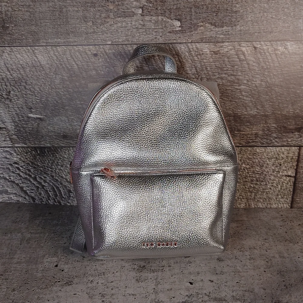 Ted Baker Silver Leather Backpack - Picture 10 of 10